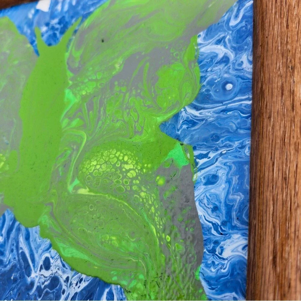 Hand Crafted Luna Moth Original Abstract Wall Picture Framed Art Painting 8x10